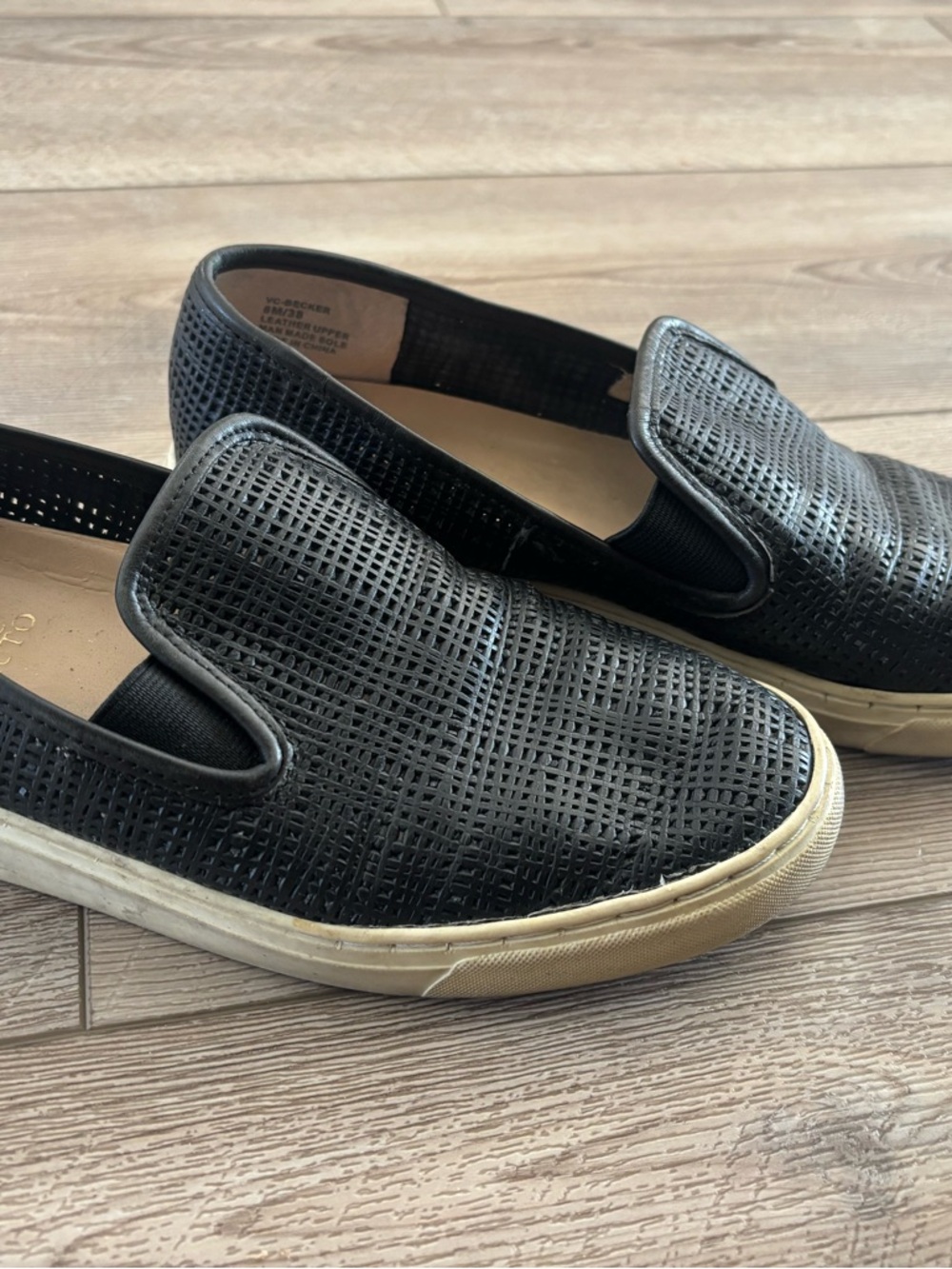 Vince Camuto Black Perforated Slip-On Sneakers size 8